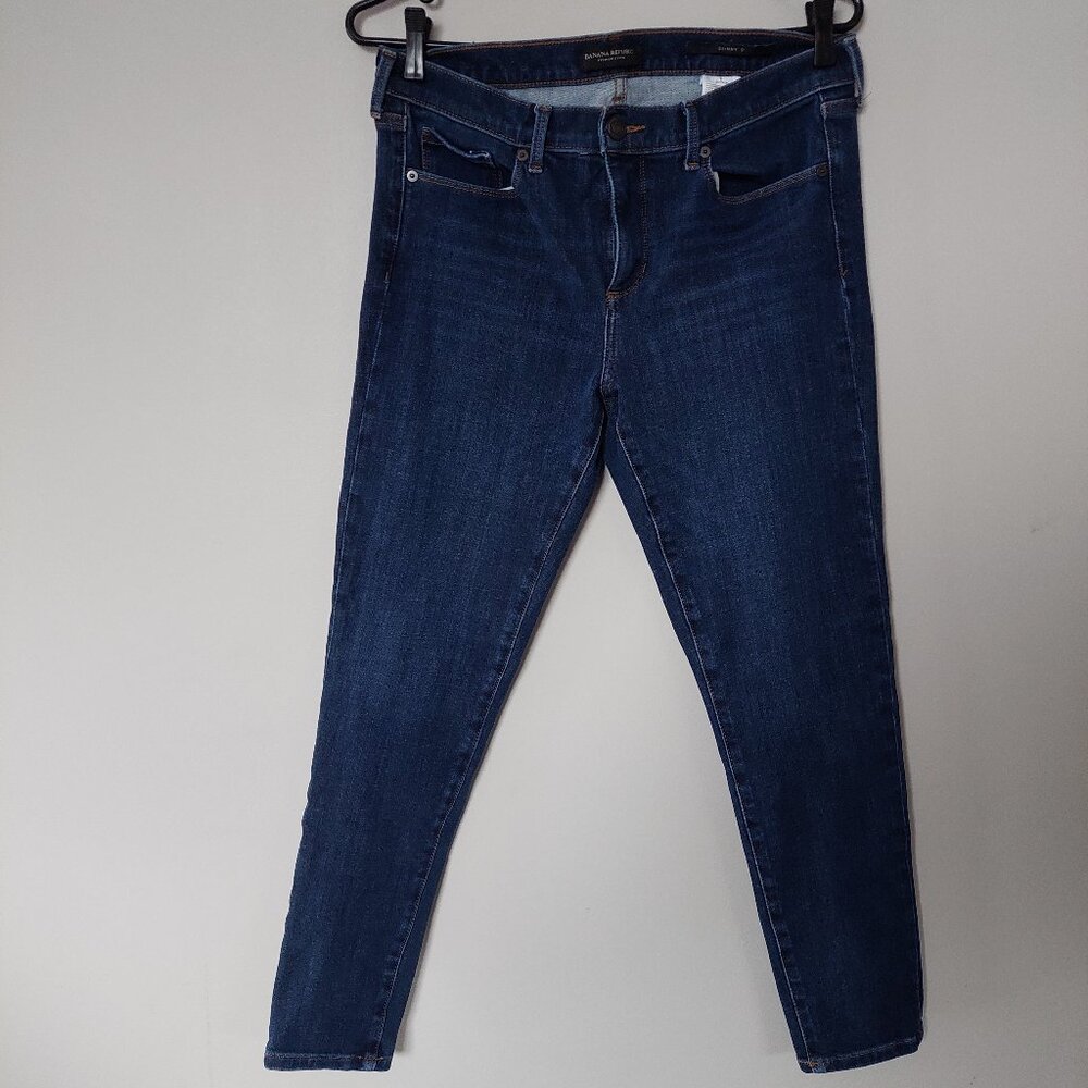 Banana Republic Women's 31/Sz 12 Premium Denim Mid-Rise Skinny Dark Wash Jeans
